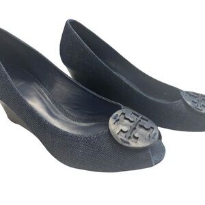 Tory Burch Blue Wedge Shoes